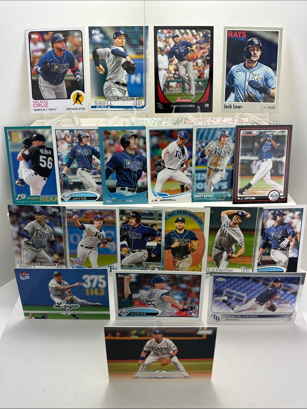 Evan Longoria TB (Devil) Rays 2010s-20s lot of 20 + Snell/Upton/Glasnow/Lowe